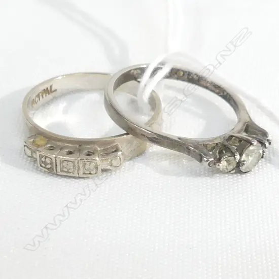 18CT PALLADIUM & DIAMOND RING + ONE OTHER 5.15GMS