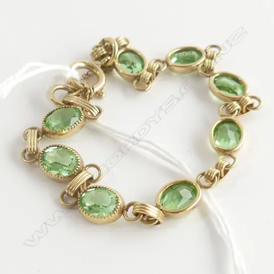 12K GOLD  PLATED & GREEN COLOURED STONE BRACELET