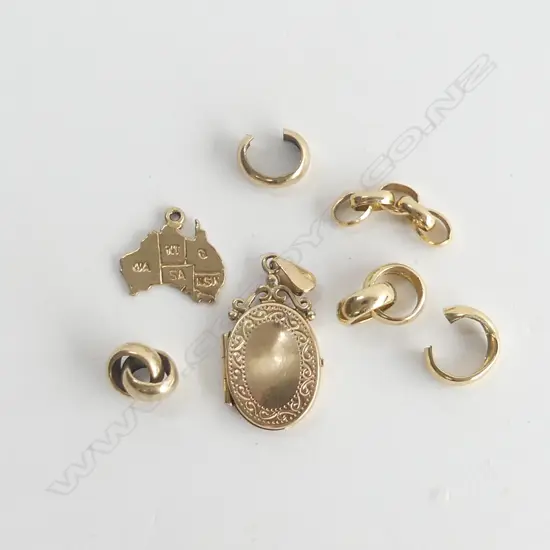 9CT AUSTRALIA CHARM, LOCKET AND SCRAP GOLD 5.8G