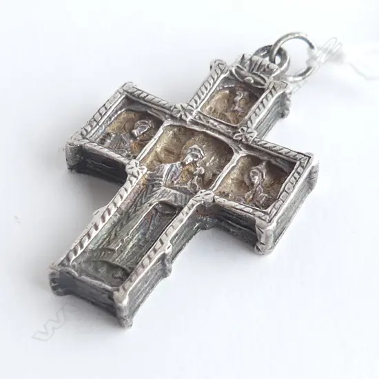 HEAVY SILVER ANCIENT STYLE CRUCIFIX L.46mm