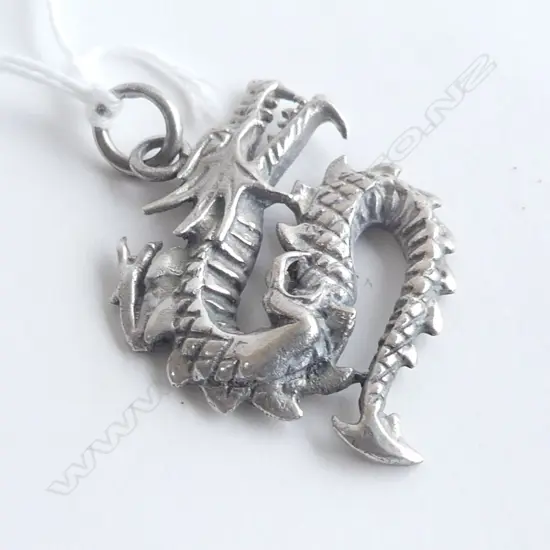 SILVER SINUOUS DRAGON PENDANT fine cast detail