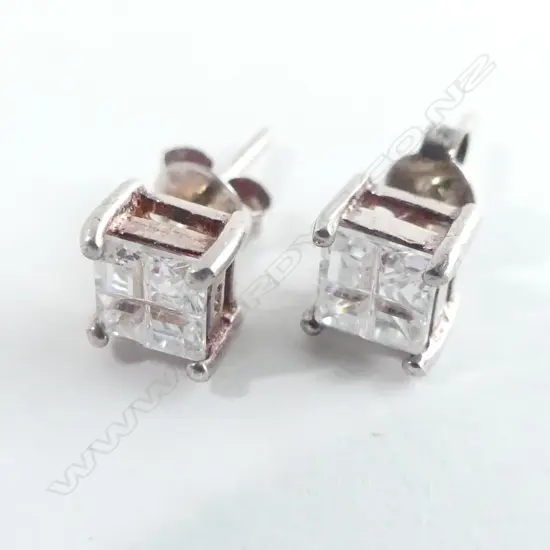 SQUARE CUT CZ STUD EARRINGS 