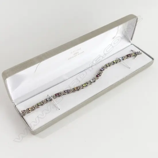 925 SILVER BRACLET WITH MULTI COLOURED STONES 13GMS