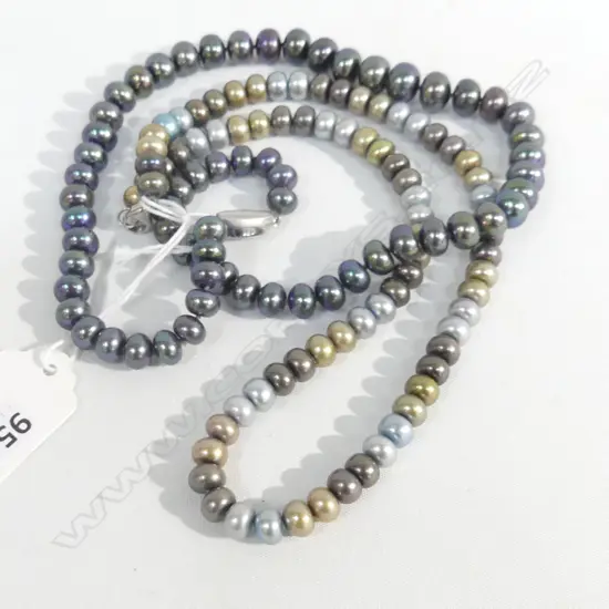 2 CULTURED COLOURED FRESH WATER PEARL NECKLACES SILVER CLASPS