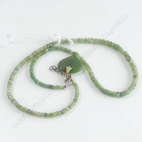 NECKLACE WITH JADE BEADS & HEART 