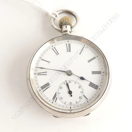 0.935 SILVER HALF HUNTER POCKET WATCH apparently working