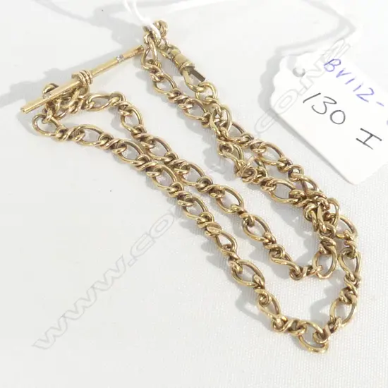 9CT GOLD CHAIN WITH T BAR DIAMOND SET 19.79GMS
