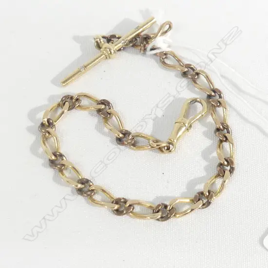 9CT GOLD CHAIN BRACELET WITH T BAR  DIAMONDS SET 14.97 GMS
