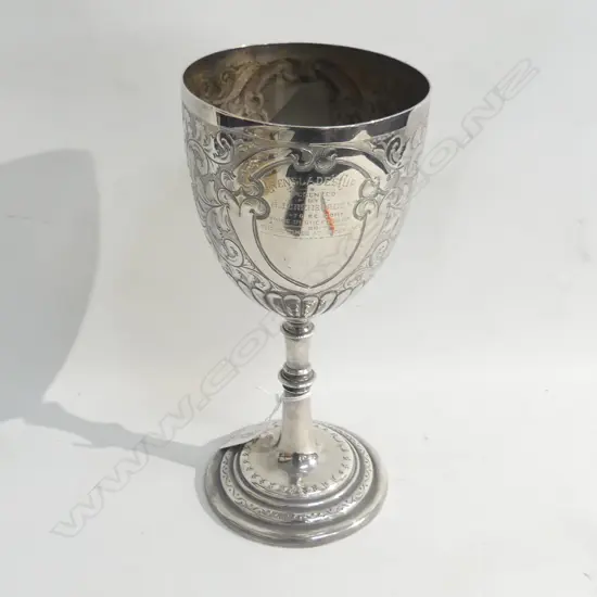 LG VICTORIAN SILVER PLATE TROPHY CUP, THAMES 1899 H 245MM