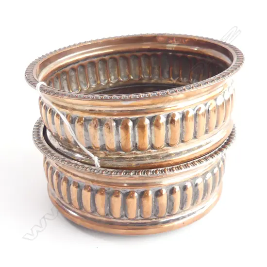 PR SILVER OVER COPPER WINE COASTERS 140mm dia