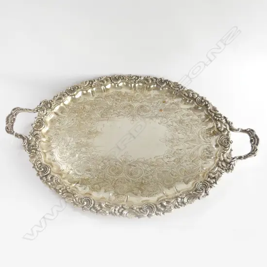 LARGE EPNS 2 HANDLED TRAY 750x500mm