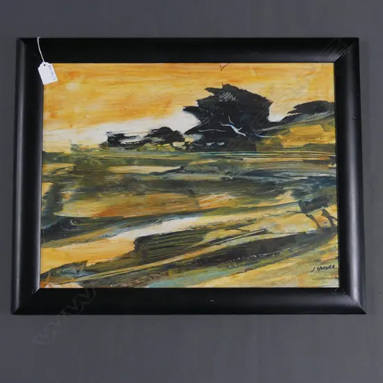 JOHN HORNER 'BAYSWATER COASTAL' ABSTRACT LANDSCAPE ACRYLIC 370x480mm