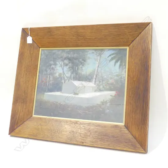 J. D. PERRET GRAVE OF ROBERT LOUIS STEVENSON OIL 325x430mm