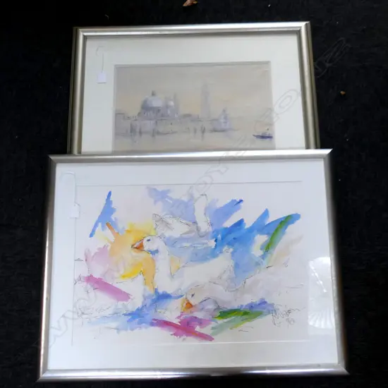 2 SIGNED W/Cs 'VENICE' 260x425mm + GEESE 400x580mm