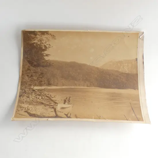 VINTAGE BURTON BROS. DUNEDIN LARGE PHOTO 'LAKE MANAPOURI FROM FAIRY COVE'