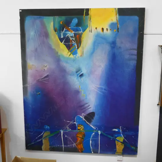 DAVID ARMITAGE 'BLUE WINDOW' 2007 LGE CANVAS MIXED MEDIA ARTWORK 2000x1610mm