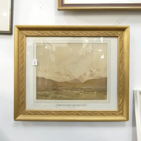 PETER G. LEITCH 'MITRE PEAK SOUTH ISLAND NZ' PRINT 31/40 220x390mm + JOHN GULLY PRINT 'MOUNT COOK...' 300x380mm