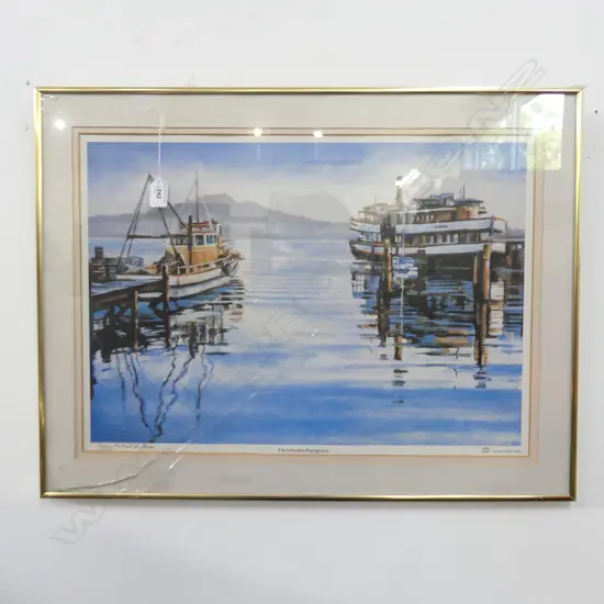 LTD ED AUCKLAND FERRIES PRINT 570mmX410mm- GLASS  CRACKED