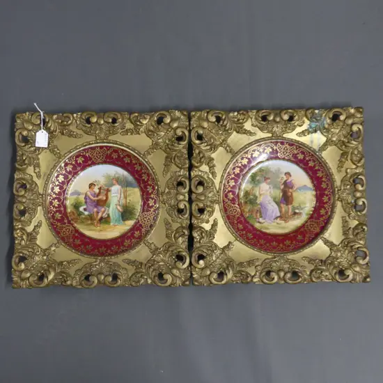 PR GILT FRAMED ROYAL VIENNA PLATES 370x370mm