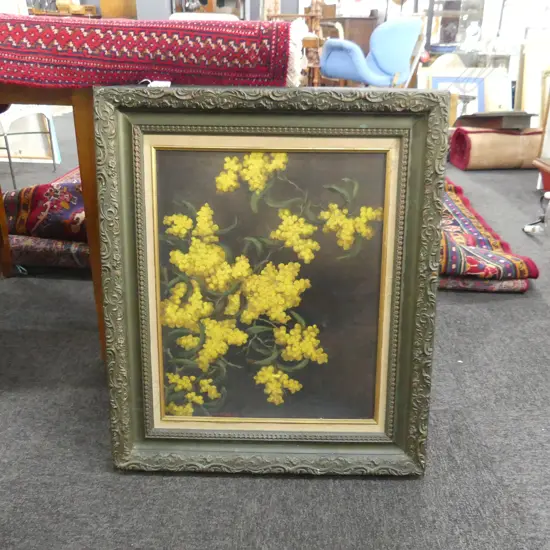 H. G. MACINTOSH? SIGNED STILL LIFE - YELLOW FLOWERS 500x400mm