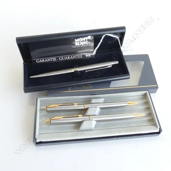 MONT BLANC PEN (IN BOX) & PARKER PEN & MECHANICAL PENCIL SET (IN BOX)