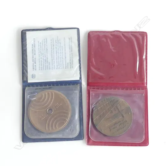 AGAM MEDAL IN SLEEVE & LG ISRAELI COIN IN SLEEVE