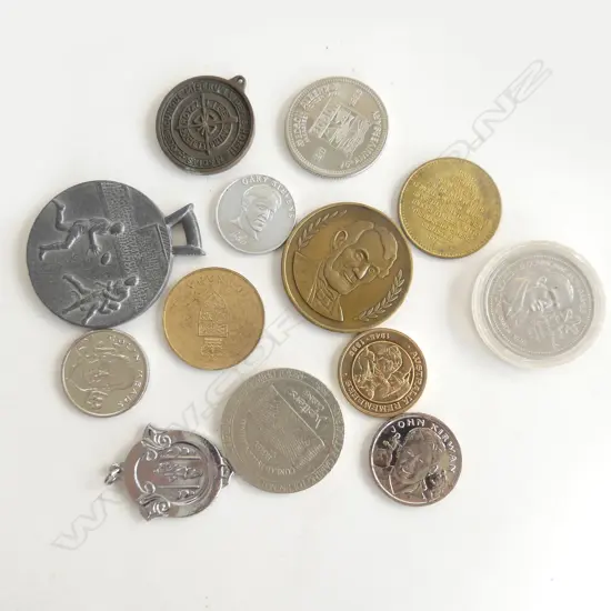 CONTAINER OLD COINS & MEDALLIONS INCL LINDBERGH 1927 1ST TRANSATLANTIC SOLO 