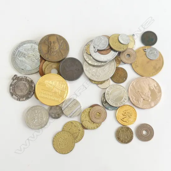 2 CONTAINERS ASST COINS, TOKENS, MEDALLIONS ETC..