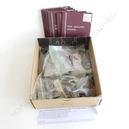 NZ PRE DECIMAL COPPER PENNIES; 6 ALBUMS + LOOSE