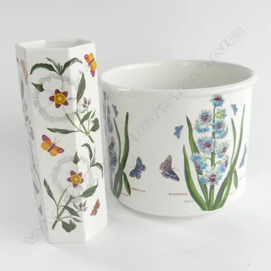 PORTMEIRION BOTANIC GARDEN LG JARDINIERE (175 X 210MM) & TALL VASE (H 230MM)