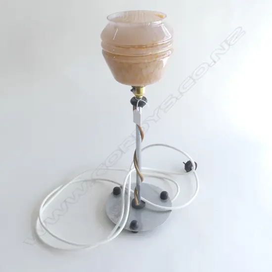 DECO CHROME TABLE LAMP WITH BAKELITE DETAIL TO THE COLUMN,H.500mm