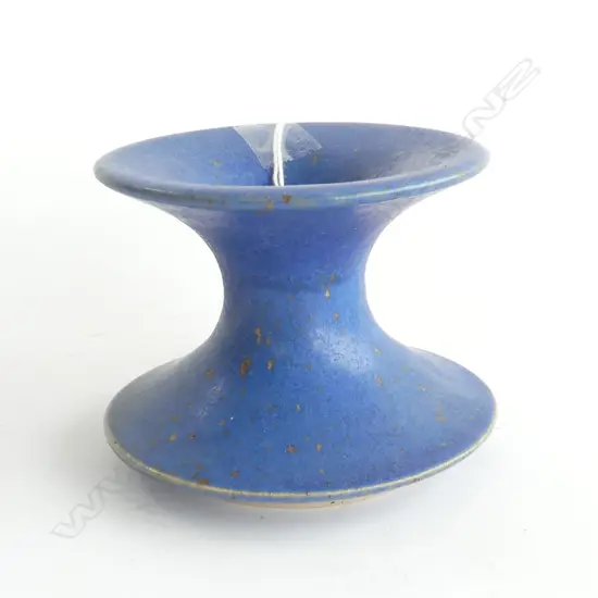 Preben Brandt Larsen DANISH POTTERY VASE BLUE GLAZE Dia.100mm Initialled 