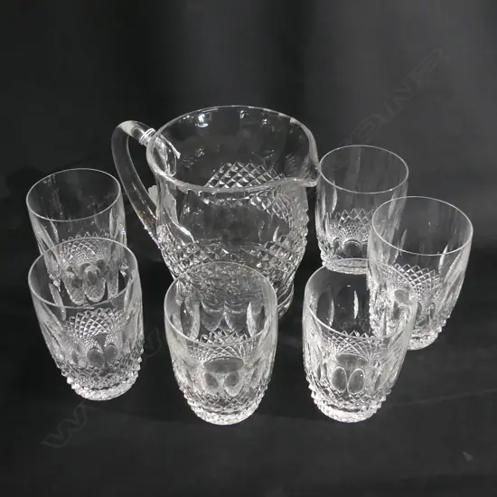 6 WATERFORD DRINKING GLASSES H.110mm + PITCHER
