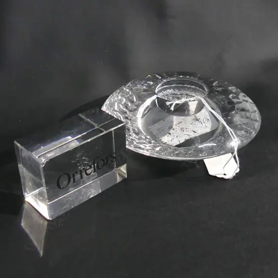 ORREFORS CANDLE HOLDER 140mm dia + SIGN