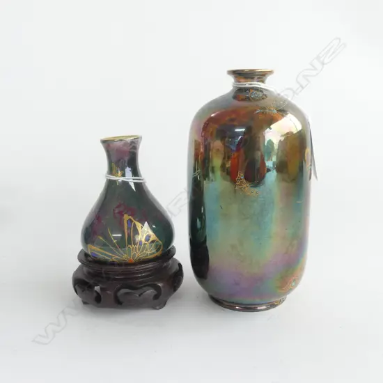2 WILKINSONS ROYAL STAFF. POTTERY BUTTERFLY ORIFLAMME VASES H.140mm