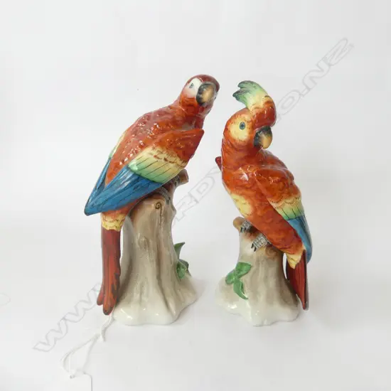 PR GERMAN SCHIERHOLZ RED GLAZE PARROTS H.185mm