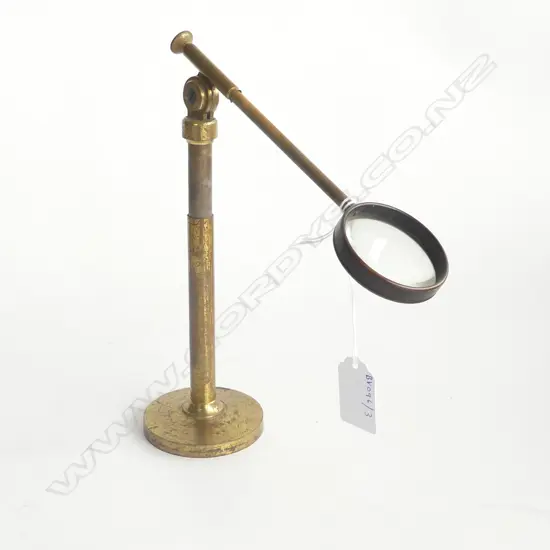 BRASS TABLE TELESCOPIC MAGNIFIYING GLASS H 310 MM