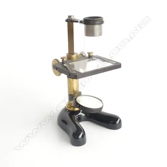 SMALL BRASS TELESCOPIC MICROSCOPE H 1160 MM
