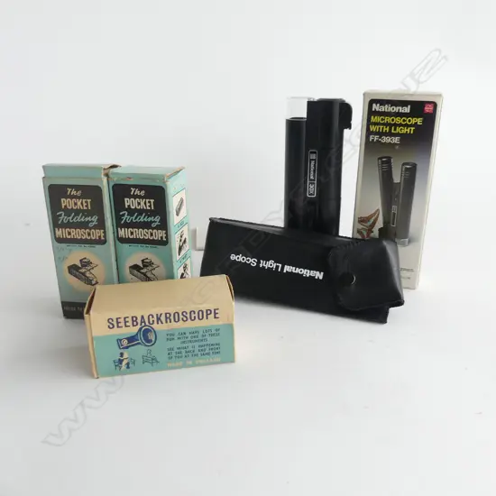 3 POCKET MICROSCOPES &SEEBACK SCOPE L 150 MM