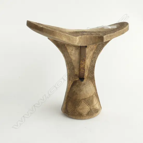 OLD AFRICAN CARVED WOOD HEADREST fine carved detail H.200mm