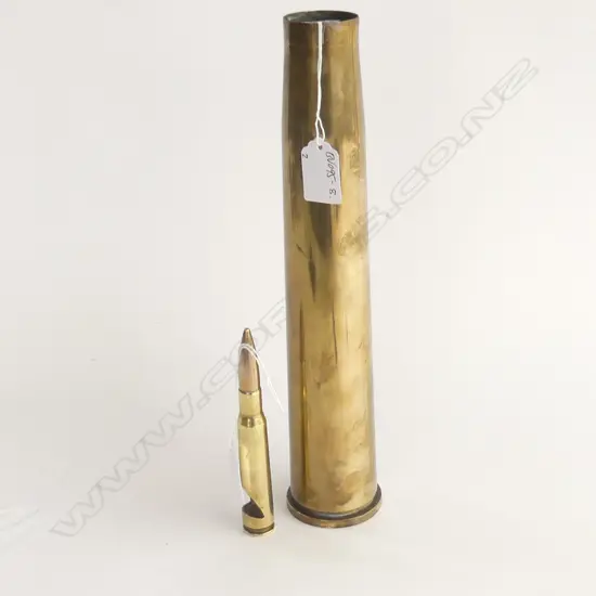 42mm BRASS ANTI AIRCRAFT SHELL CASE 1942 + HIGH (50) CALIBRE BRASS BULLET BOTTLE OPENER trench art