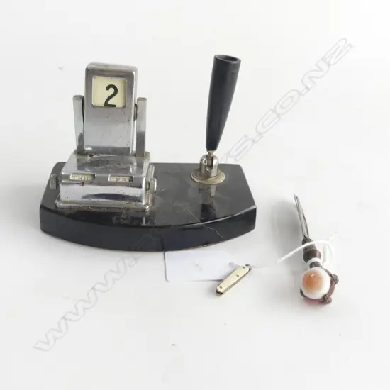 MINI OLD POCKET KNIFE + BRASS AGATE EAGLES CLAW BOOK MARK + DECO DESK STAND