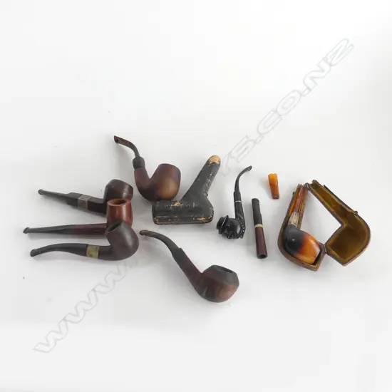 8 OLD PIPES SOME CASED. Briar ETC
