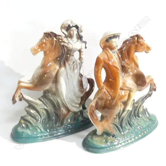 PR STAFFORDSHIRE STYLE FIGURES ON HORSEBACK H.325mm