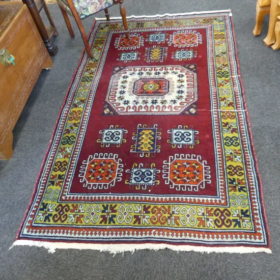 HAND KNOTTED PERSIAN RUG, OLD REPAIRS, 1380 X 2300MM