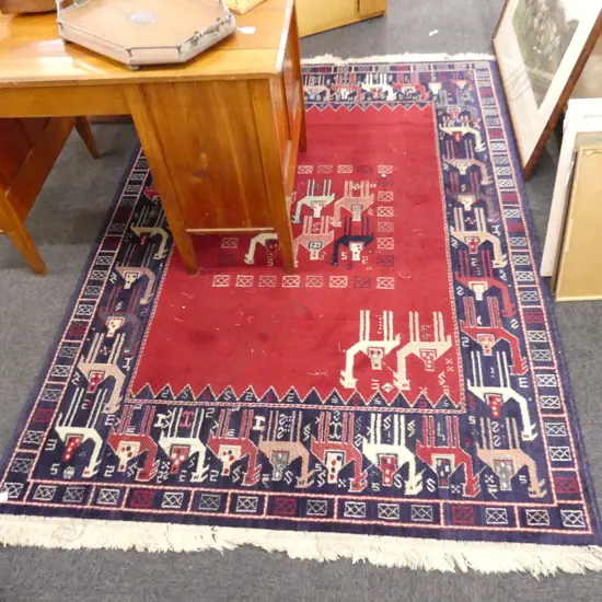 LGE MACHINE KNOTTED RUG RED FEILD 2300x1600mm