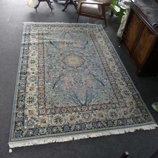 MACHINE KNOTTED BLUE PERSIAN RUG 2950x2000mm