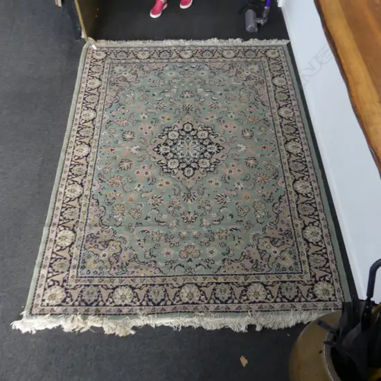 PALE GREEN MACHINE KNOTTED RUG 2200x1700mm