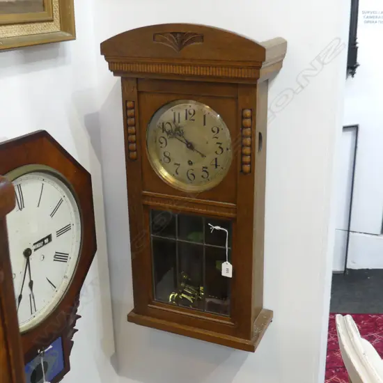 OAK & LEADLIGHT WALLCLOCK 770/380