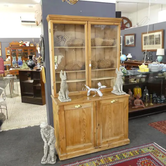 COUNTRY PINE LATE 19THC GLAZED DRESSER H 1930 X  W 1100 MM